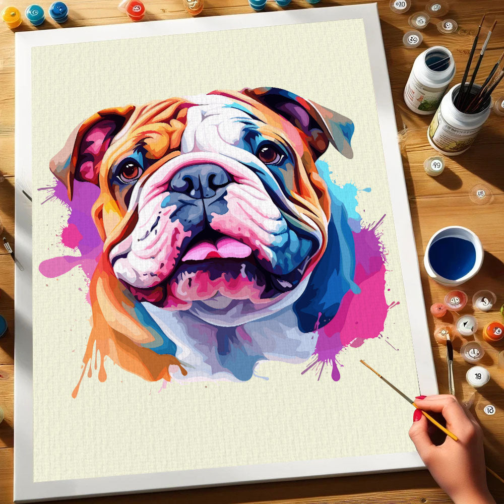 Bulldog - Colorful Dog | Paint by Numbers Kit