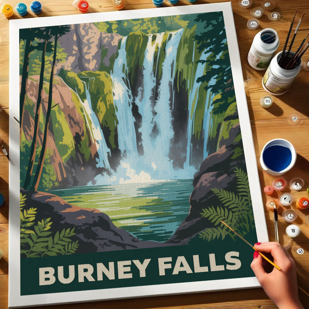 Burney Falls - U.S. Waterfalls | Paint by Numbers Kit