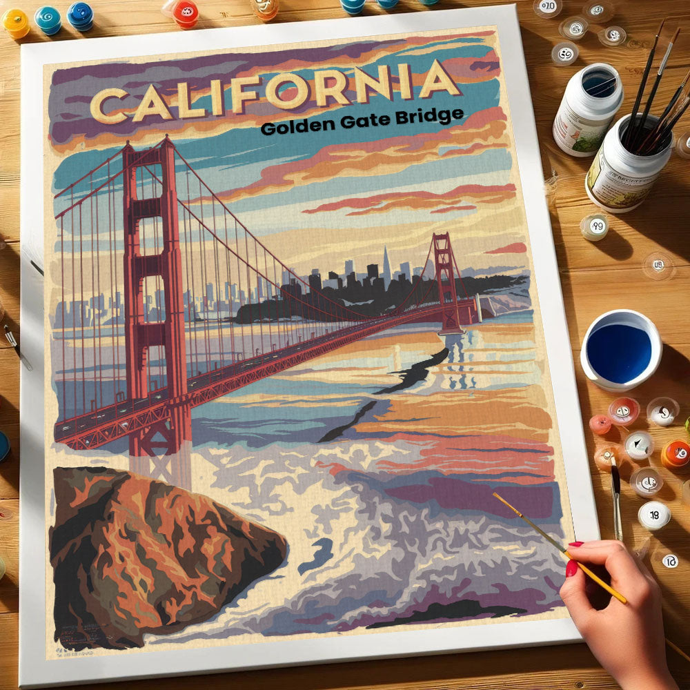 California - Golden Gate Bridge | Paint by Numbers Kit