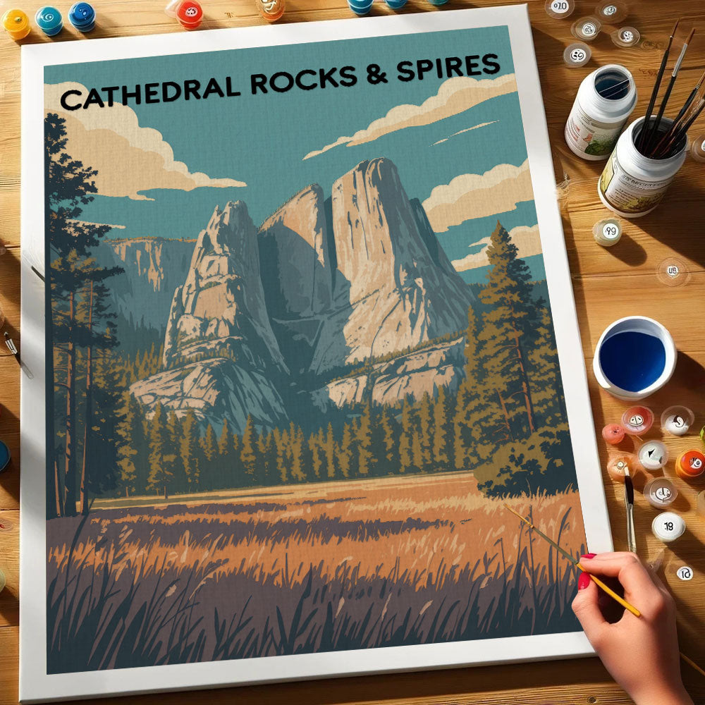 Cathedral Rocks & Spires - Yosemite National Park | Paint by Numbers Kit