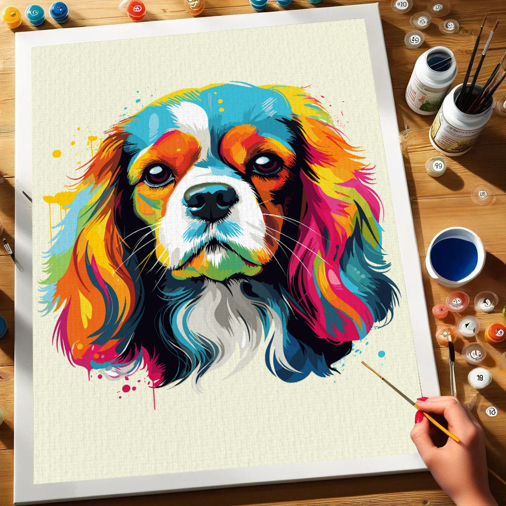 Cavalier King Charles Spaniel - Colorful Dog | Paint by Numbers Kit