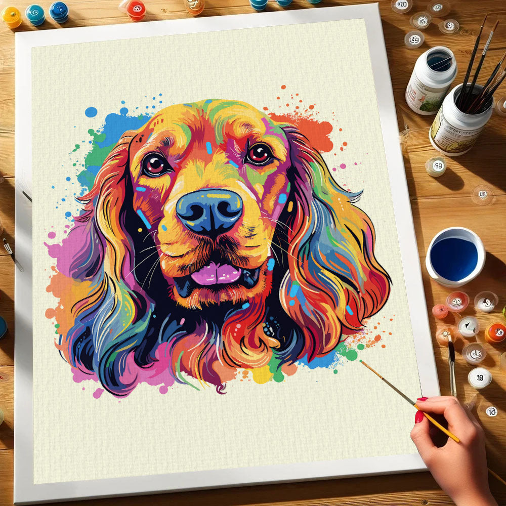 Cocker Spaniel - Colorful Dog | Paint by Numbers Kit