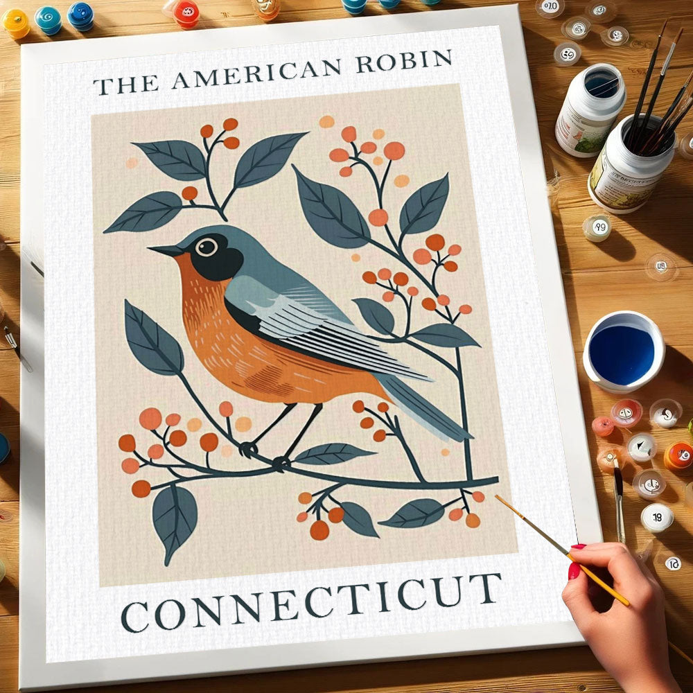 Connecticut State Bird American Robin | Paint by Numbers Kit