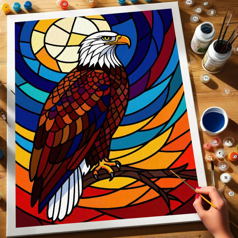 Bald Eagle Stained Glass - National Park Wildlife | Paint by Numbers Kit
