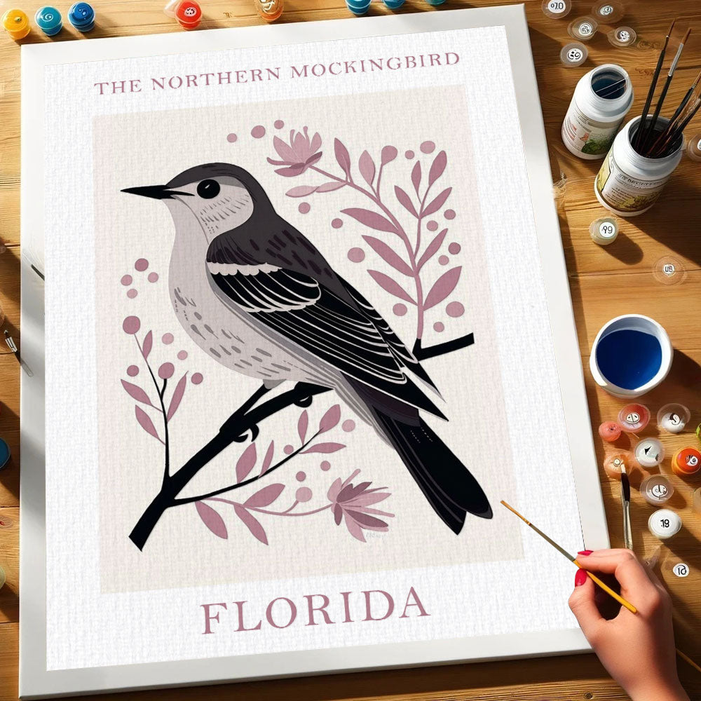 Florida State Bird Northern Mockingbird | Paint by Numbers Kit