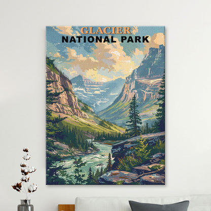 Glacier National Park Diamond Painting (Vintage Edition)