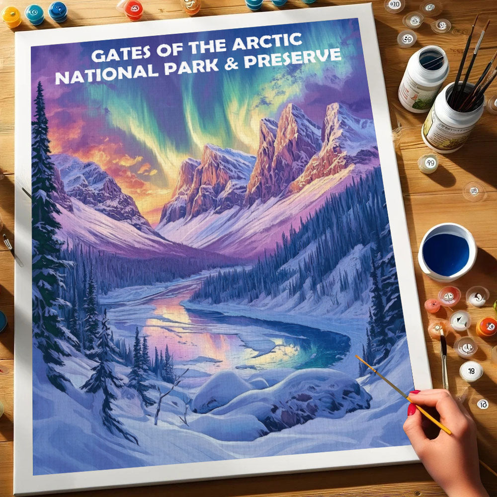 Gates of the Arctic National Park & Preserve Winter | Paint by Numbers Kit