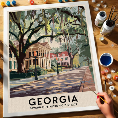 Georgia - Savannah's Historic District | Paint by Numbers Kit