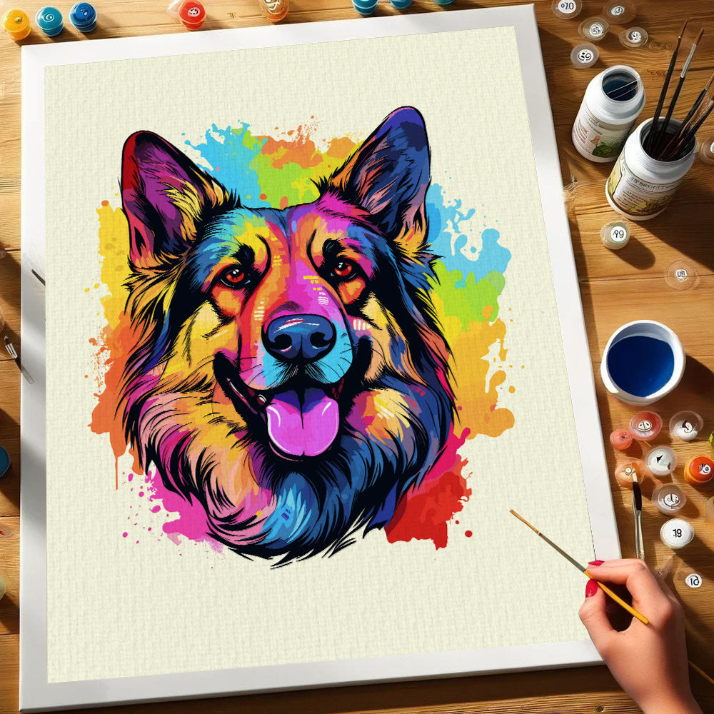 German Shepherd - Colorful Dog | Paint by Numbers Kit