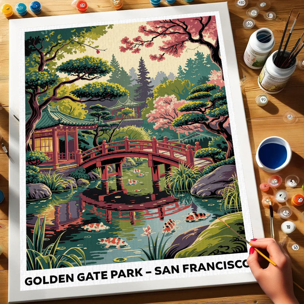 Golden Gate Park, San Francisco | US-Wahrzeichen | Malen nach Zahlen Set