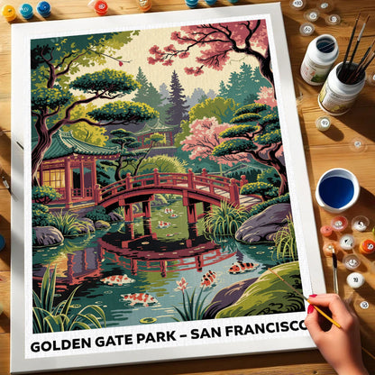 Golden Gate Park, San Francisco | US-Wahrzeichen | Malen nach Zahlen Set