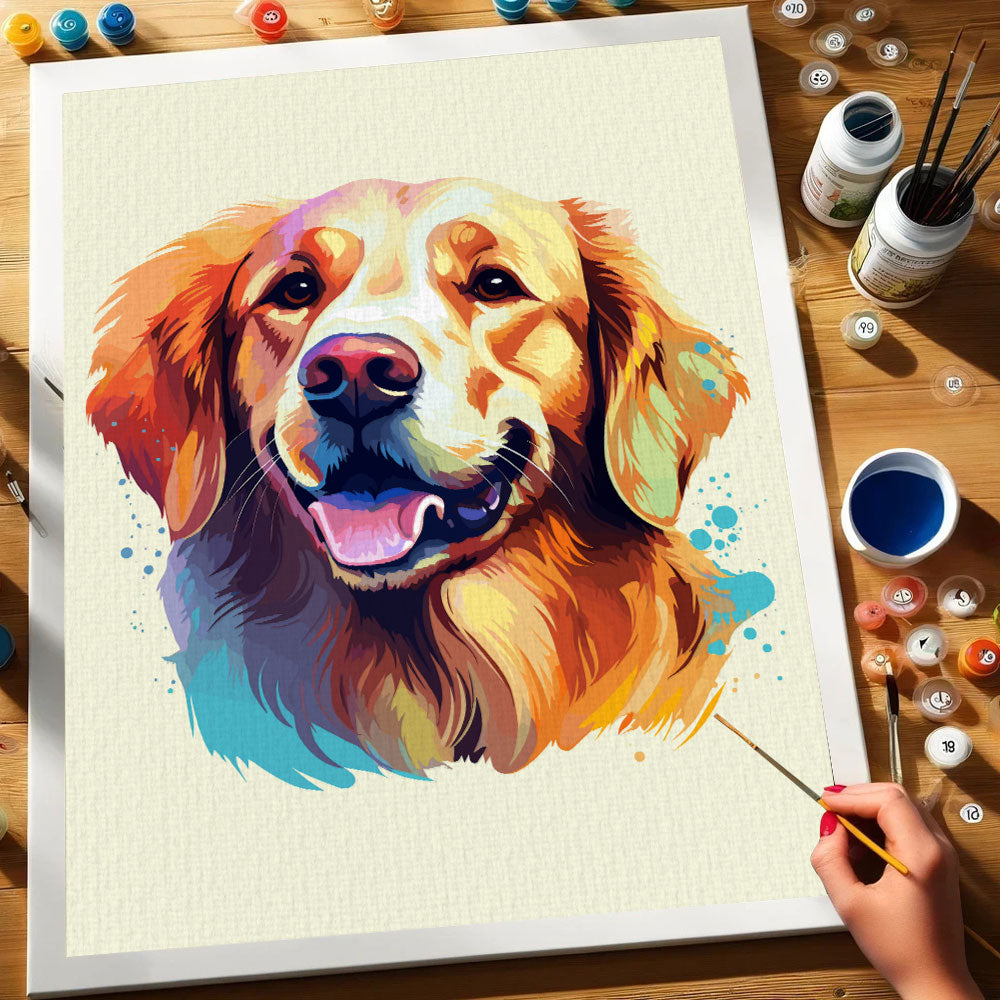 Golden Retriever - Colorful Dog | Paint by Numbers Kit