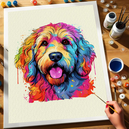 Goldendoodle - Colorful Dog | Paint by Numbers Kit