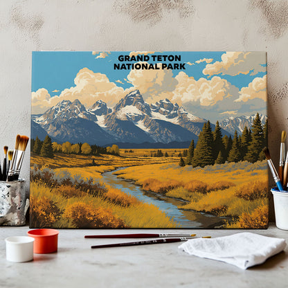 Grand Teton National Park - Landscape | Paint by Numbers Kit