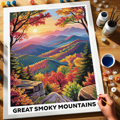 Great Smoky Mountains, North Carolina & Tennessee | US Landmark | Paint by Numbers Kit