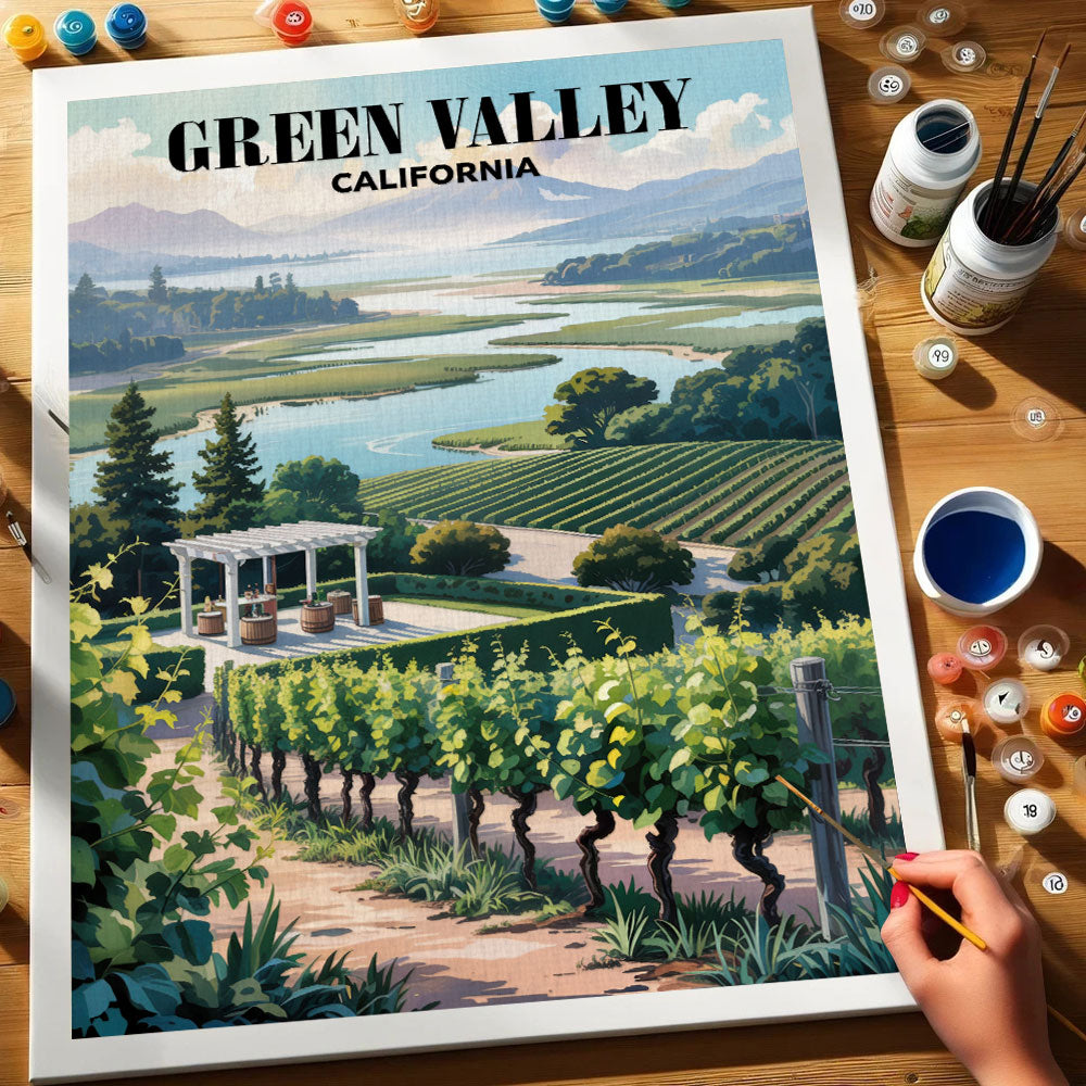 Weingüter im Green Valley, Kalifornien | Malen nach Zahlen-Set