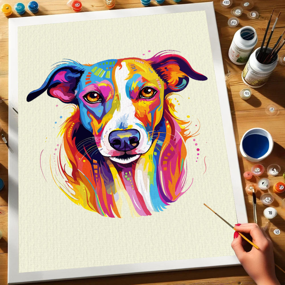 Greyhound - Colorful Dog | Paint by Numbers Kit