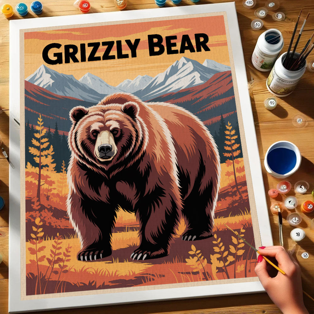Grizzly Bear - National Park Wildlife | Paint by Numbers Kit
