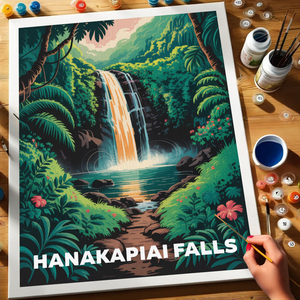 Hanakapiai Falls - U.S. Waterfalls | Paint by Numbers Kit