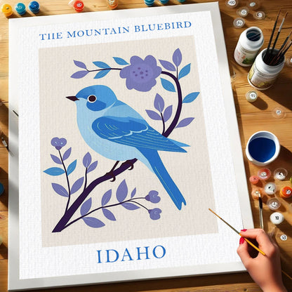 Idaho State Bird Mountain Bluebird | Paint by Numbers Kit