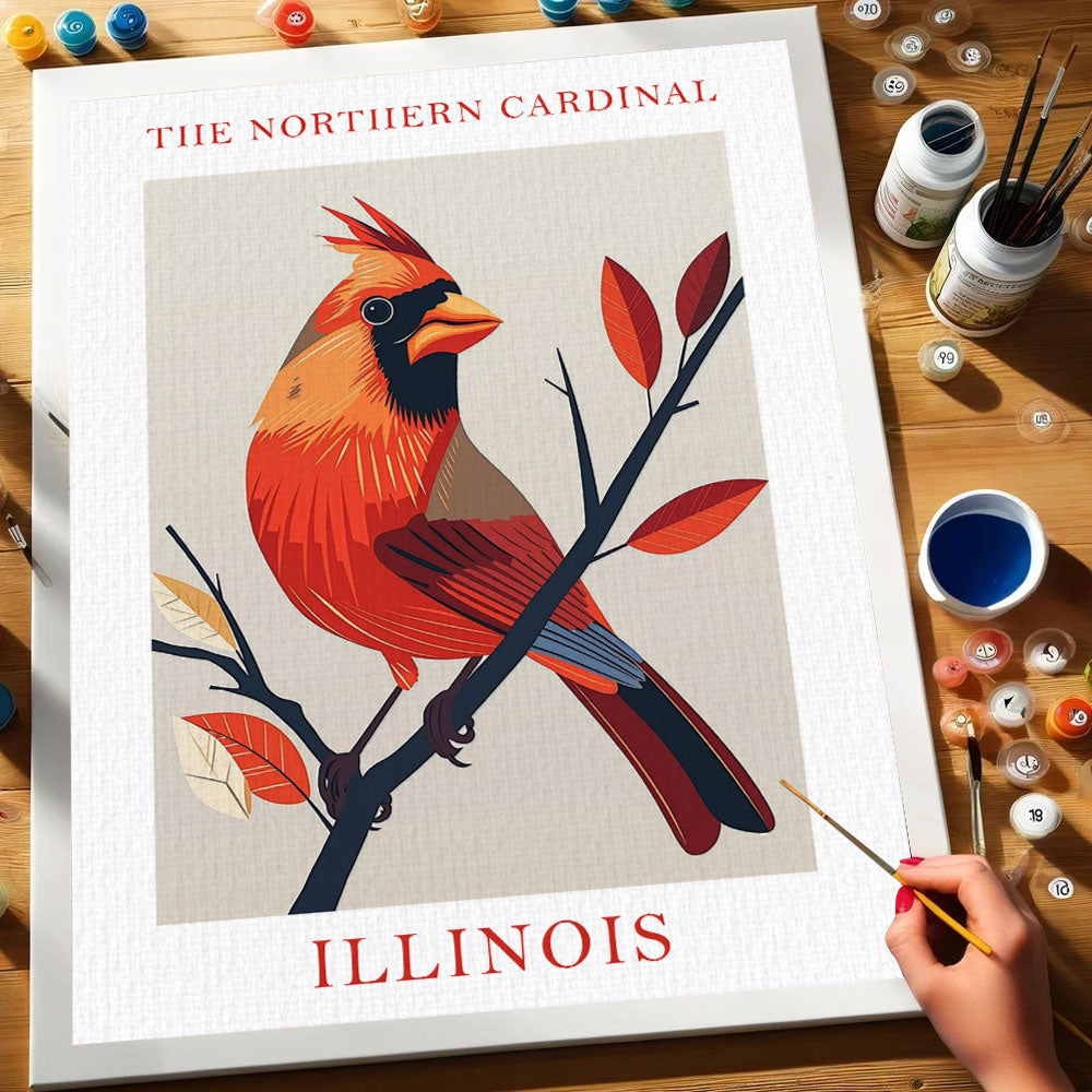 Illinois State Bird Northern Cardinal | Paint by Numbers Kit