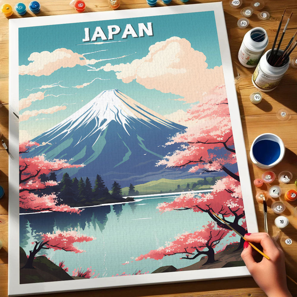 Japan Reiseposter | Malen nach Zahlen Set