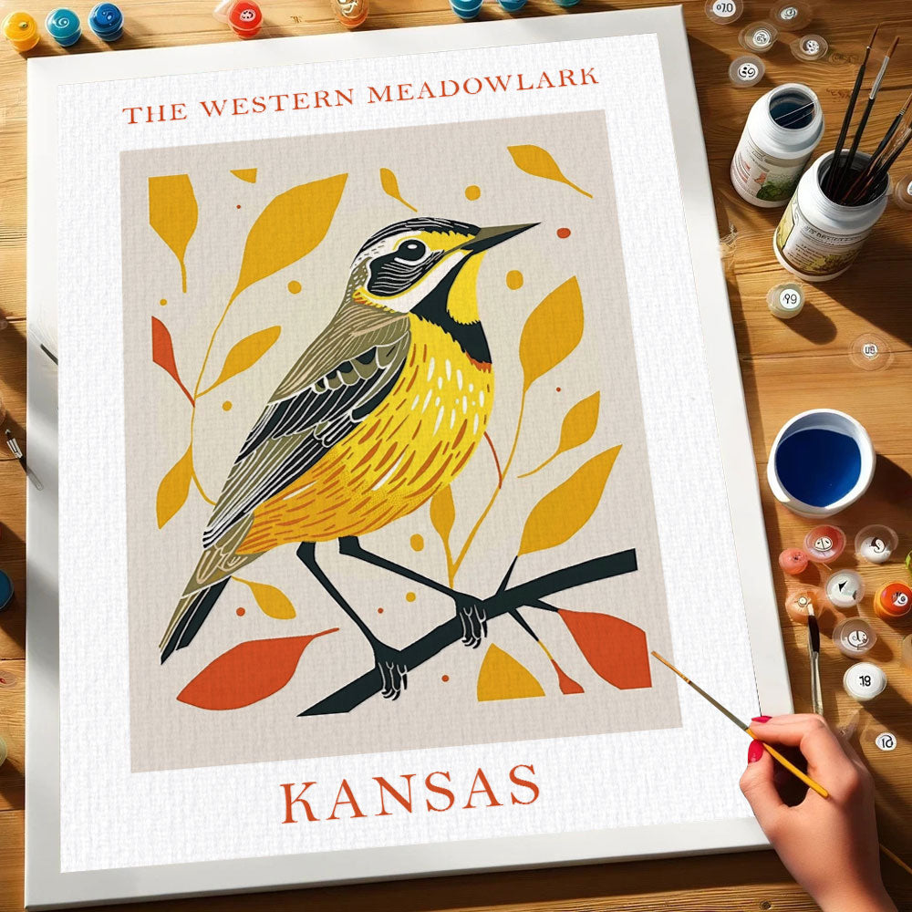 Kansas State Bird Western Meadowlark | Paint by Numbers Kit