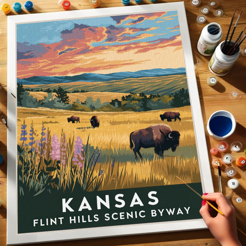 Kansas – Flint Hills Scenic Byway | Malen nach Zahlen-Set