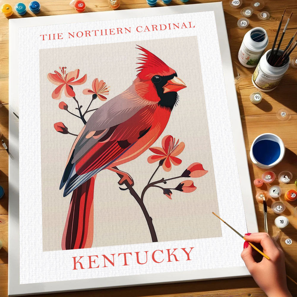 Kentucky State Bird Northern Cardinal | Paint by Numbers Kit