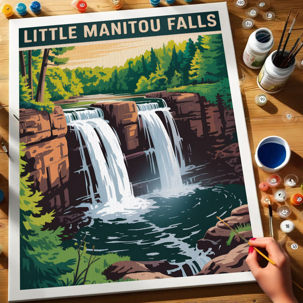 Little Manitou Falls - U.S. Waterfalls | Paint by Numbers Kit