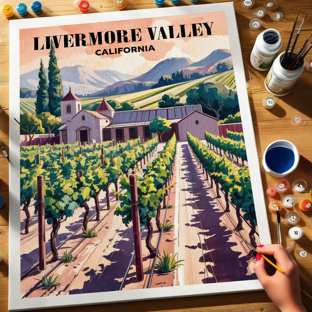 Weingüter im Livermore Valley, Kalifornien | Malen nach Zahlen-Set