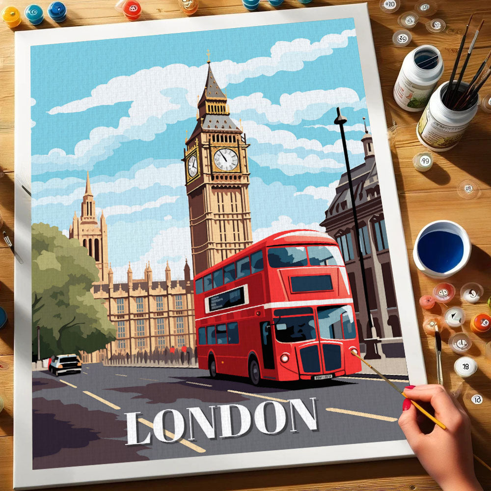 London Reiseposter | Malen nach Zahlen Set