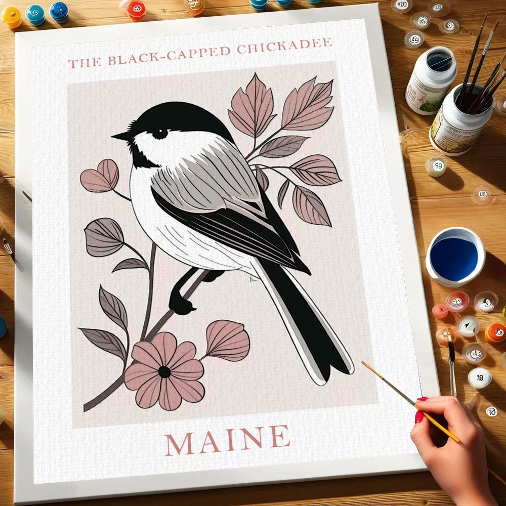 Maine State Bird Black-capped Chickadee | Paint by Numbers Kit