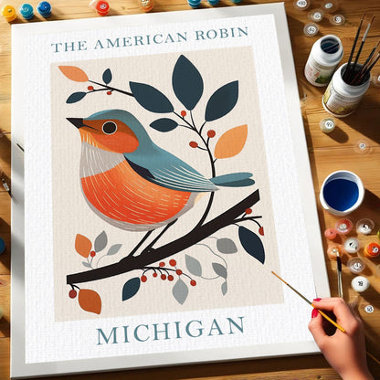 Michigan State Bird American Robin | Paint by Numbers Kit