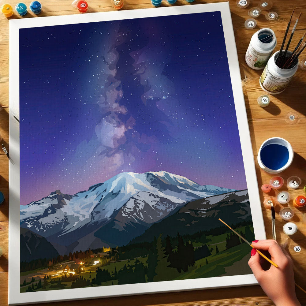 Milky Way over Mount Rainier | Paint by Numbers Kit