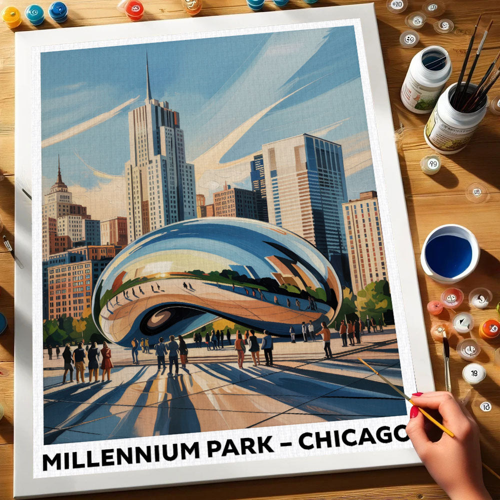 Millennium Park, Chicago | US-Wahrzeichen | Malen nach Zahlen Set