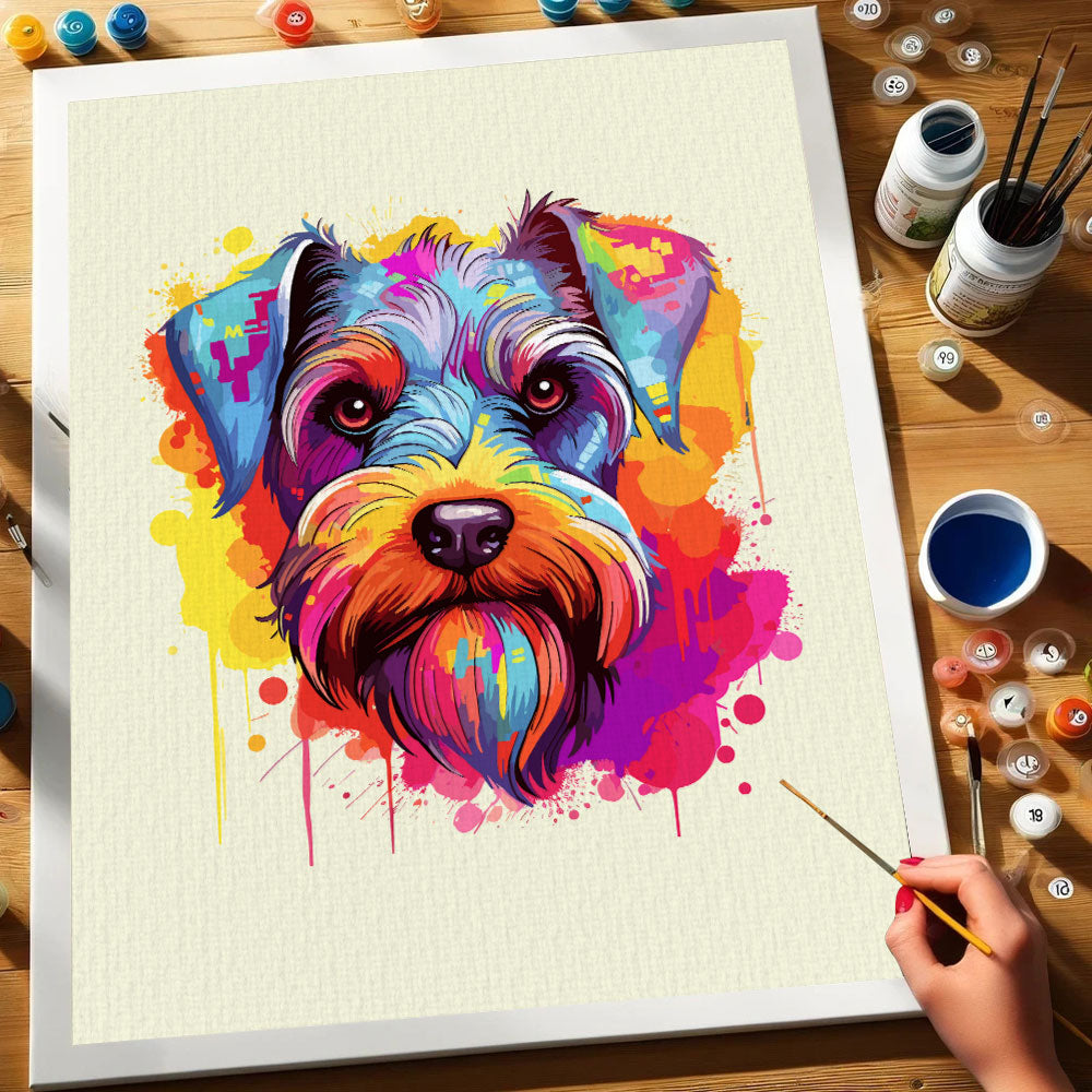 Miniature Schnauzer - Colorful Dog | Paint by Numbers Kit