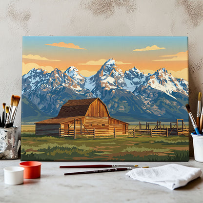 Moulton Barns on Mormon Row - Grand Teton | Paint by Numbers Kit