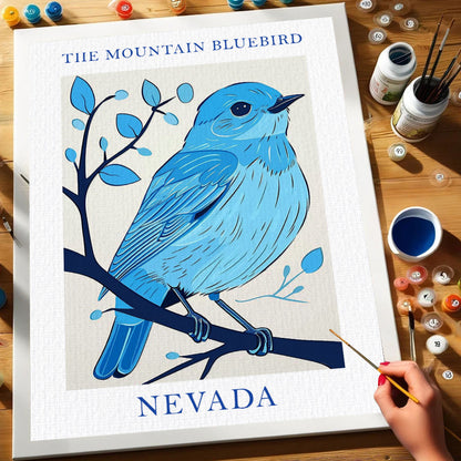 Nevada State Bird Mountain Bluebird | Paint by Numbers Kit