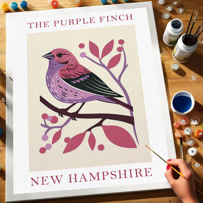 New Hampshire State Bird Purple Finch | Paint by Numbers Kit