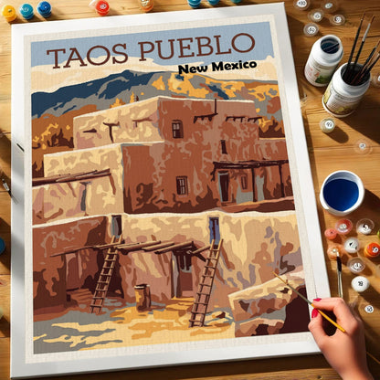 New Mexico - Taos Pueblo | Paint by Numbers Kit