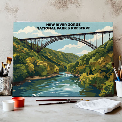 New River Gorge National Park - Landscape | Paint by Numbers Kit
