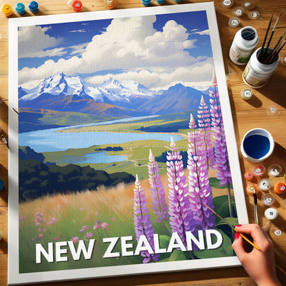 New Zealand Travel Poster | Paint by Numbers Kit