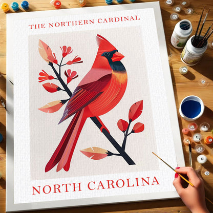 North Carolina State Bird Northern Cardinal | Paint by Numbers Kit