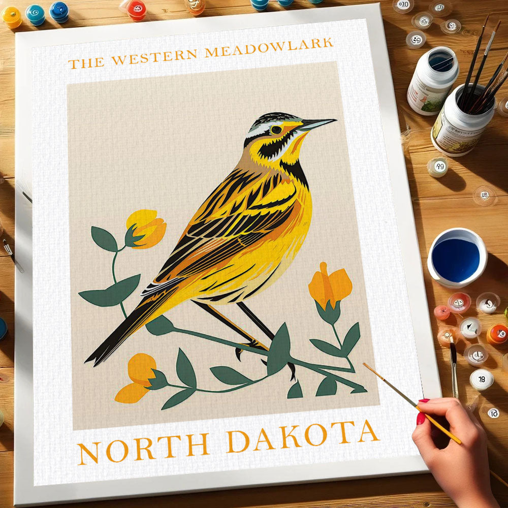 North Dakota State Bird Western Meadowlark | Paint by Numbers Kit