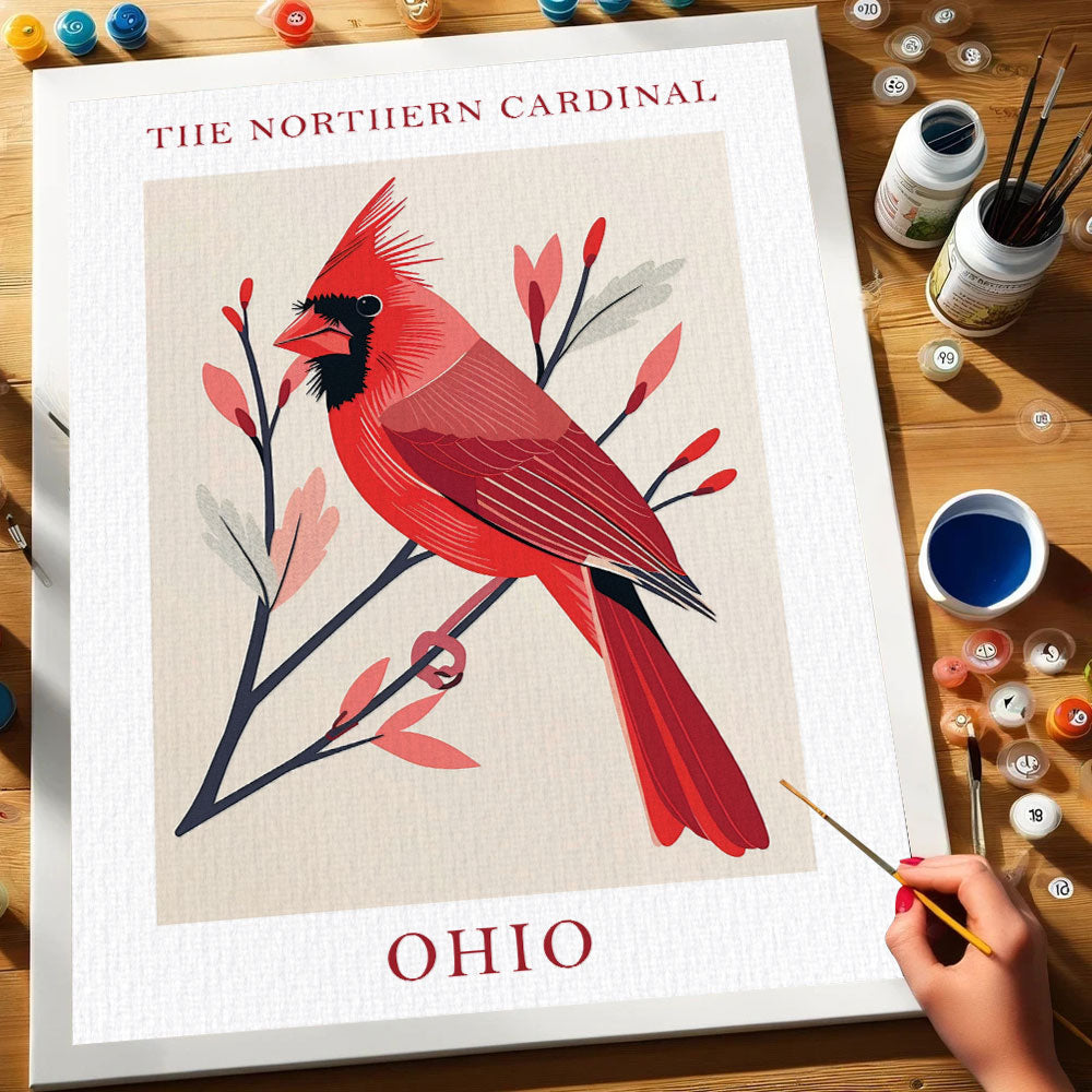 Ohio State Bird Northern Cardinal | Paint by Numbers Kit