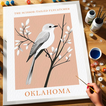 Oklahoma State Bird Scissor-tailed Flycatcher | Paint by Numbers Kit