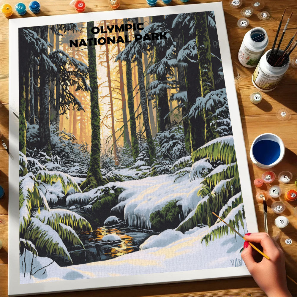 Olympic National Park Winter | Paint by Numbers Kit