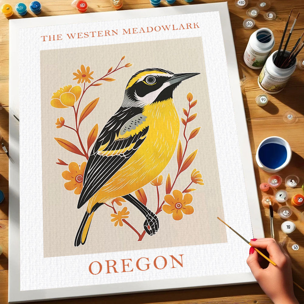 Oregon State Bird Western Meadowlark | Paint by Numbers Kit