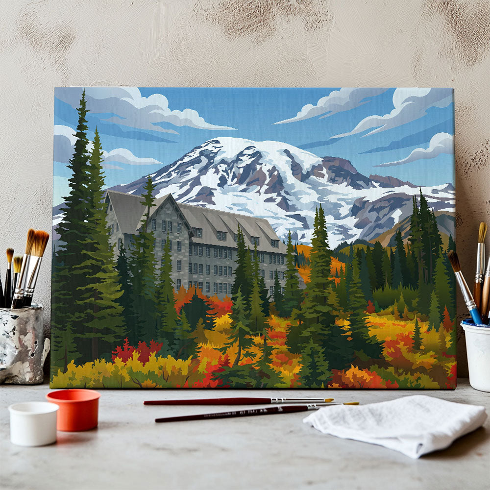 Paradise Inn - Mount Rainier | Paint by Numbers Kit